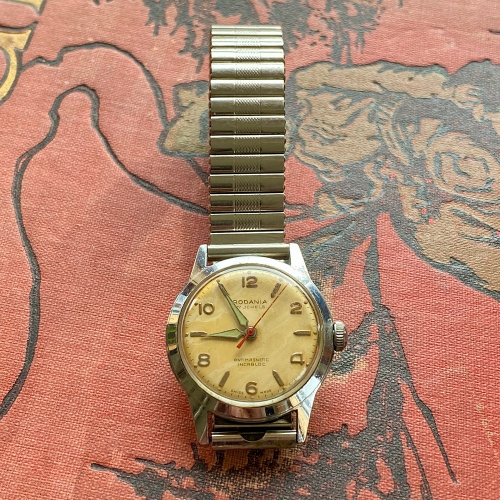 Vintage Rodania Watch 17 Jewels Stainless Steel Expansion Band Swiss Made - Picture 2 of 6
